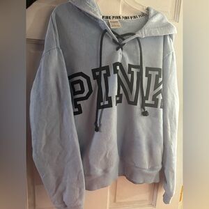 Victoria's Secret PINK Light Blue Hoodie with Black Drawstrings